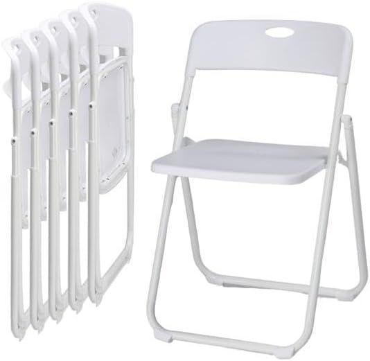 White Plastic Folding Chairs with Metal Frame, 280 lbs Capacity | Foldable and Stackable, Indoor Outdoor Events, 6 Pack