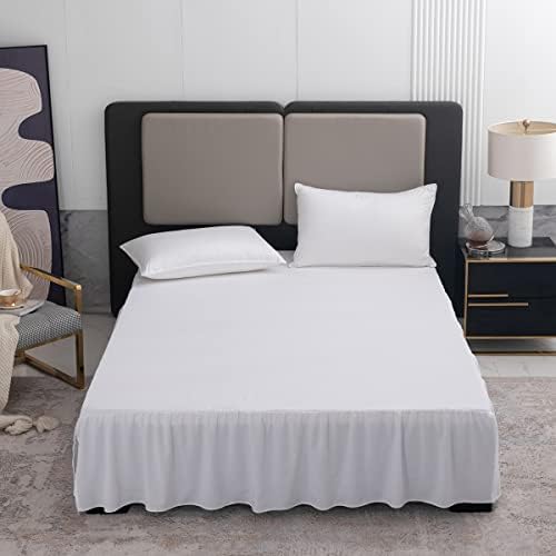 TSUTOMI Bed Skirt Queen Size Ruffled Bed Skirt with Split Corners, 14 Inch Drop Dust Ruffle Bed Skirts with Platform, Gathered Style, 100% Microfiber, White
