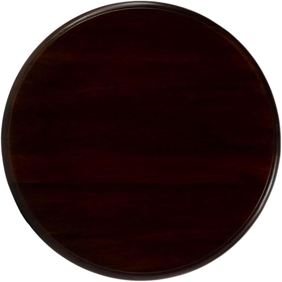 Beaumont Lane Traditional Round Wood Pedestal Side Table, 18" W x 28.5" H, Solid Mango Construction, Medium Brown Finish, Cabriole Legs, Turned Base, Living Room, Bedroom, or Office Accent Table