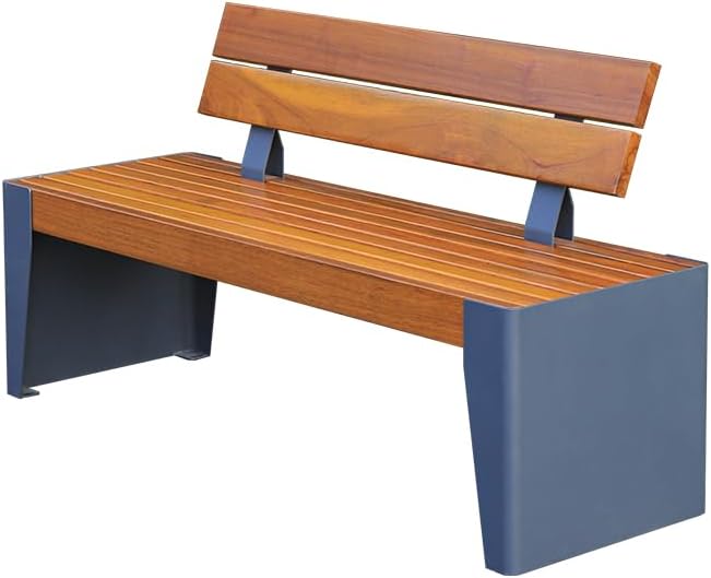 Patio Benches for Outdoors Leisure Seat Outdoor Rest Bench with Backrest Square Community Solid Wood Park Chair Garden Benches for Outdoors