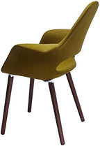 2xhome Mid Century Modern Upholstered Fabric Organic Accent Living Room Dining Chair Armchair Set with Back Armrest Dark Black Wood Wooden Legs for Kitchen Bedroom (2, Green, Dining)