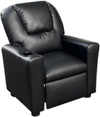 Lilola Home Marisa Kids Recliner Chair with Cup Holder, Black PU Leather Youth Reclining Chair, Child Recliner for Boys and Girls, Bedroom, Playroom, Nursery Seating, Water Resistant, Ages 1–5