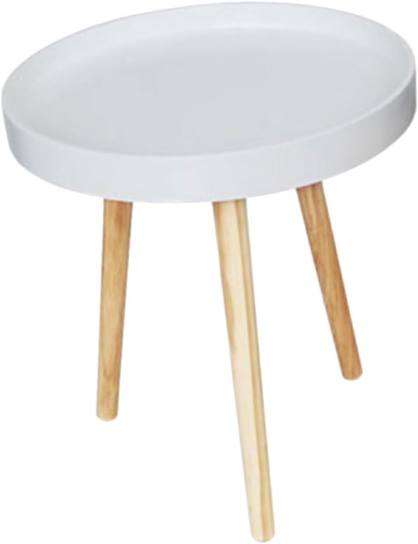 Totority Modern Mini Round Household Sofa Side Table White Small Nordic Style Round Accent Table for Living Room and Bedroom