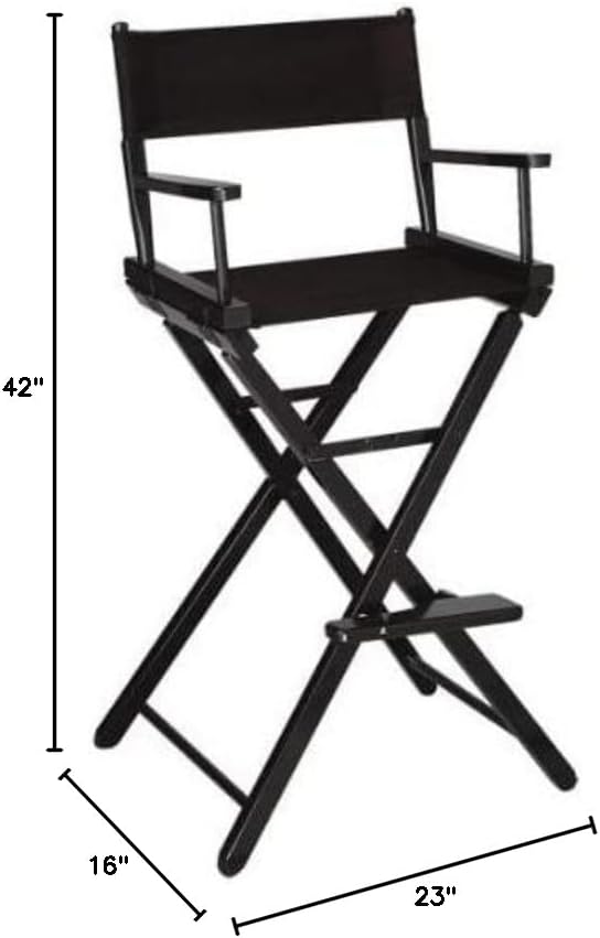 TLT Personalized Embroidered Contemporary 30 Inch Bar Height Black Frame Director's Chair - Light Pink