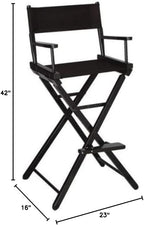 TLT Personalized Embroidered Contemporary 30 Inch Bar Height Black Frame Director's Chair - Light Pink