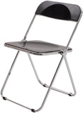 Modern Transparent Teal Acrylic Folding Chair with Electroplated Silver Legs for Clothing Store(Black)