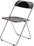 Modern Transparent Teal Acrylic Folding Chair with Electroplated Silver Legs for Clothing Store(Black)