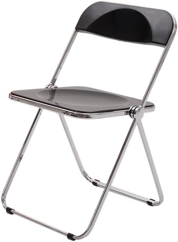 Modern Transparent Teal Acrylic Folding Chair with Electroplated Silver Legs for Clothing Store(Black)