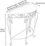 Console Table Decor Entryway Marble Scalloped Tables Behind,Half Moon Console TableFaux Marble Top Entryway Table with Ele Metal Scroll Legs SemiCle Accent Table for Hallway & Living Room (B