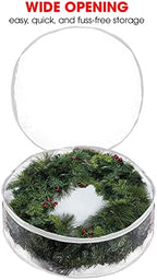 ProPik Christmas Wreath Storage Bag 30" - 2 Pack Clear Xmas Wreath Storage Container - Garland Holiday Artificial Wreath Storage Holder - Water Proof Transparent PVC with Handles (30 Inch, White)