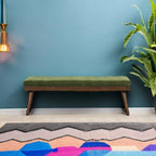 Poly & BARK Luca Fabric Bench – Tufted Upholstered Entryway or Bedroom Bench with Solid Wood Frame – Mid Century Inspired Seating in Fabric Green for Hallway, Living Room or End of Bed Use