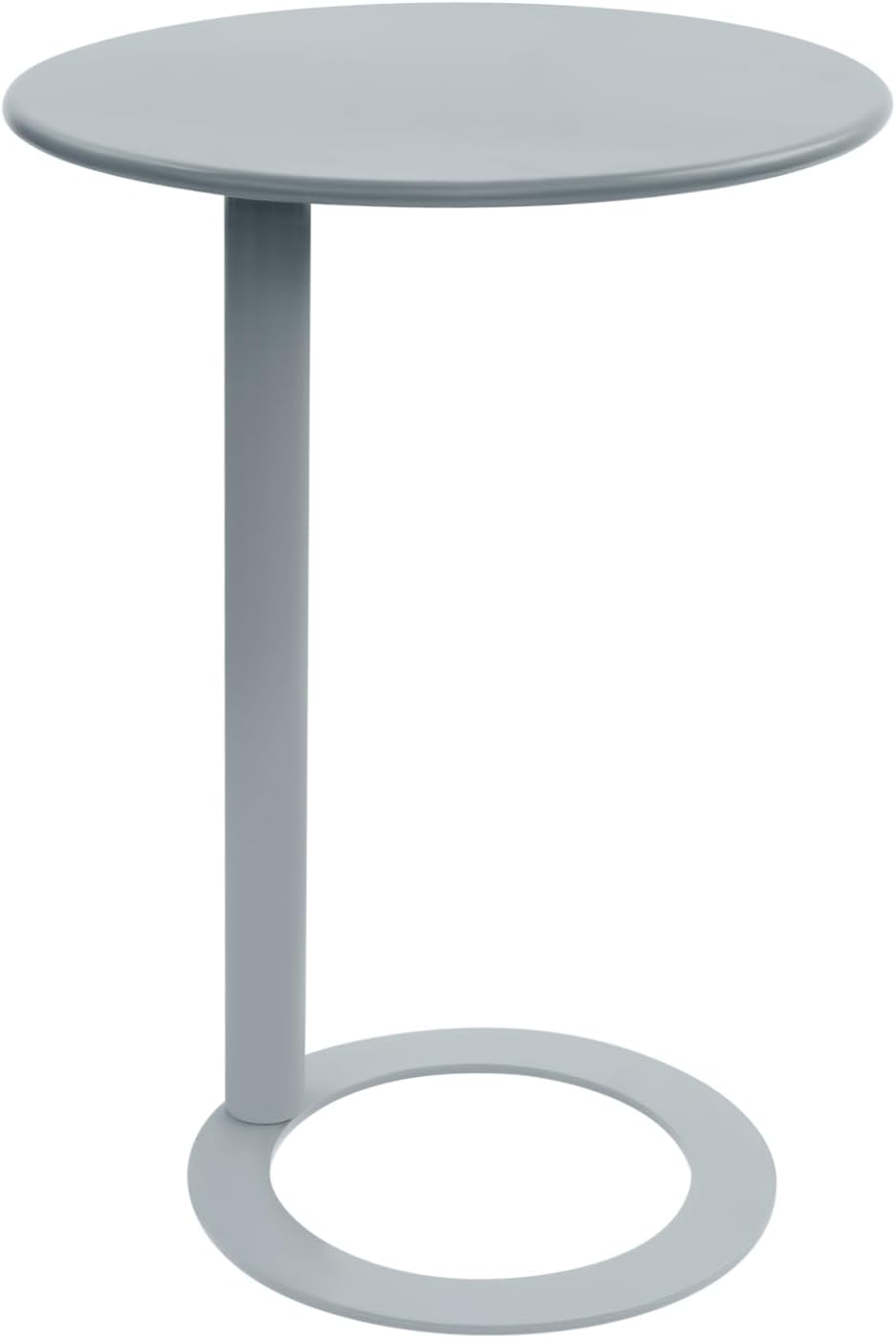 C-Shaped Round Side Table, Modern Metal End Table with O-Shaped Base for Small Spaces, Ideal for Living Room, Bedroom, Couch, 18.9” x 27.2” Design