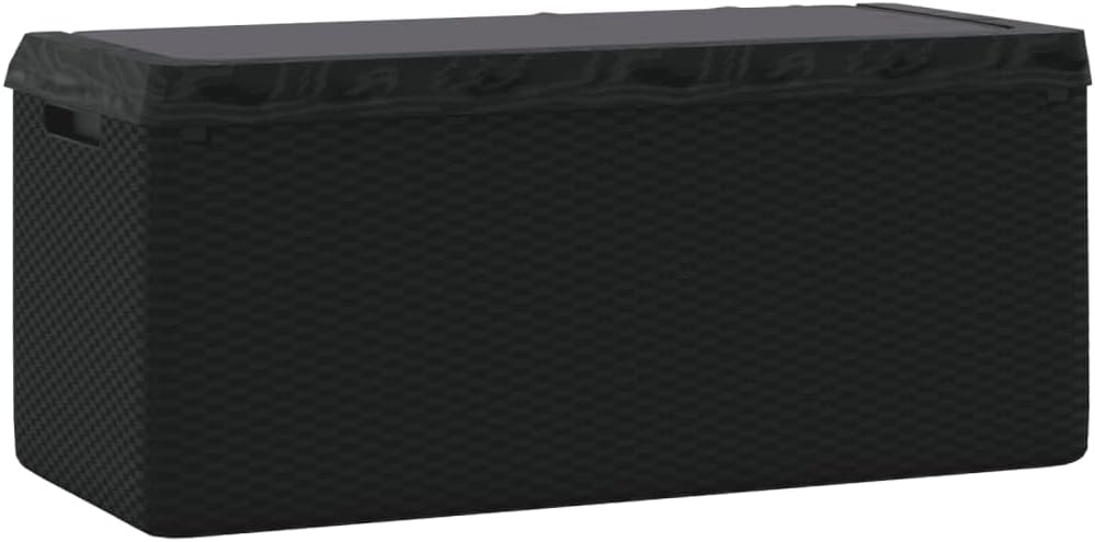 Patio Storage Box Outdoor Resin Wicker Bench with Cushion Anthracite 92.5 Gal Weather Resistant Lockable Deck Chest for Garden Backyard Porch Yard