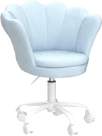 CIMOTA Cute Kids Desk Chair,Velvet Bedroom Chair Adjustable Child Computer Chair Swivel Shell Vanity Chairs for Girls Bedroom/Study Room, Light Blue