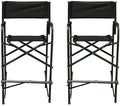 Impact Canopy Tall Folding Director's Chair, Heavy Duty, Set of 2 Chairs, Black