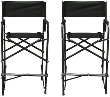 Impact Canopy Tall Folding Director's Chair, Heavy Duty, Set of 2 Chairs, Black