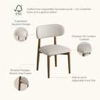 POVISON Modern Dining Chairs Set of 2, Armless PU Leather Dining Chair with PU Cushions and Dark Bronze-Coloured Metal Leg