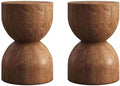 2PCS Solid Timber Hourglass End Table、Round End Table, for Patio, Balcony, Poolside, Entryway, or Living Room, Walnut, 12.9in x 17.7in