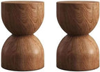 2PCS Solid Timber Hourglass End Table、Round End Table, for Patio, Balcony, Poolside, Entryway, or Living Room, Walnut, 12.9in x 17.7in