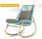 Rattan Rocking Chair with Cushion, Ergonomic Backrest, Metal Frame, 150KG Capacity, Easy to Assemble, for Garden, Balcony, Living Room(Gray)
