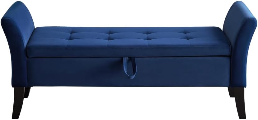 51.5" Bed Bench with Storage Navy Blue Velvet