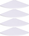 4 Pcs White Corner Floating Shelves for Wall with Cord Hole 10 Inch Rounded Corner Curved Hanging Shelves for Cable Box, Speaker, TV Cords, Books, Plants