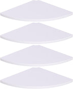 4 Pcs White Corner Floating Shelves for Wall with Cord Hole 10 Inch Rounded Corner Curved Hanging Shelves for Cable Box, Speaker, TV Cords, Books, Plants