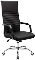 Tuoze Office Chair High Back Leather Desk Chair Modern Executive Ribbed Chairs Height Adjustable Conference Task Chair with Arms (Black)