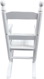 Children's Rocking Chair White, Solid Hardwood, Indoor Outdoor Use, Durable Design - Comfortable Slatted Backrest, Wide Seat, Ideal for Kids' Rooms and Patios