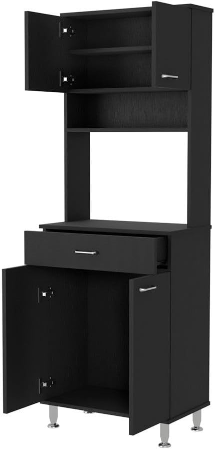 lapday Bay Area Pantry with 2 Door Cabinets, 1 Drawer, 4 Adjustable Metal Legs, for Living Room,Dining Room(13.90"×23.60"×66.50"). (Black)