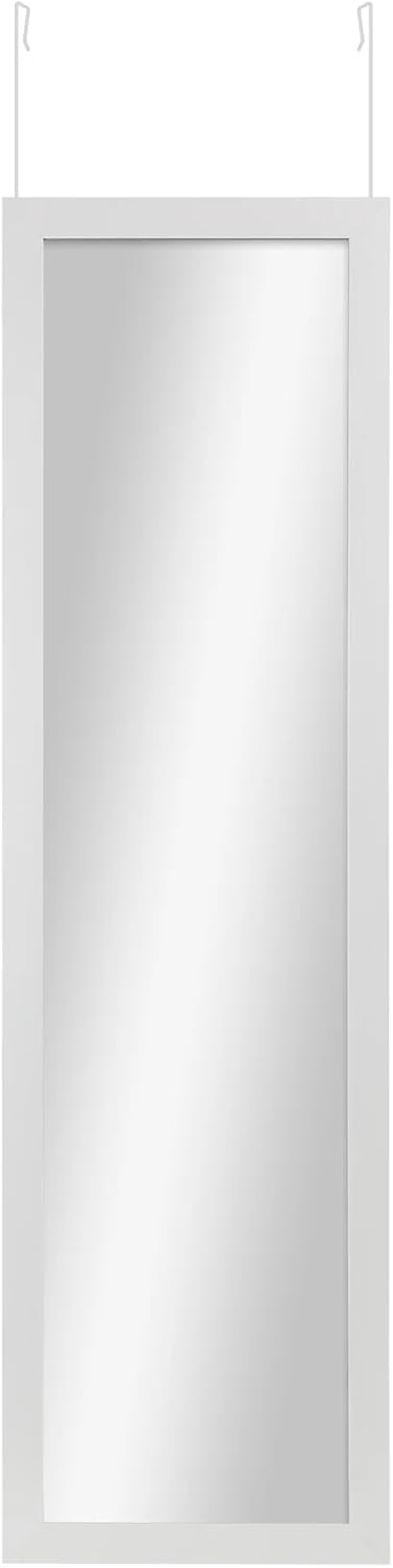 50"x14" Door Mirror, Full Length Wall Mounted, Over The Door Mirror, Full Body, Hanging Rectangle-White