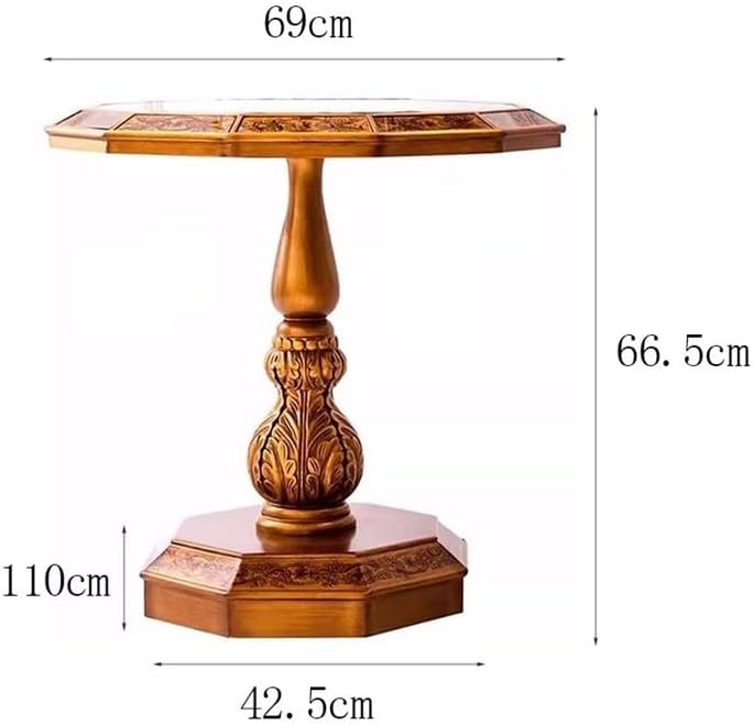 Vintage Country Style Side Table Hand Painted Art Carvings Dodecagonal Coffee Sofa Accent Small Side Table