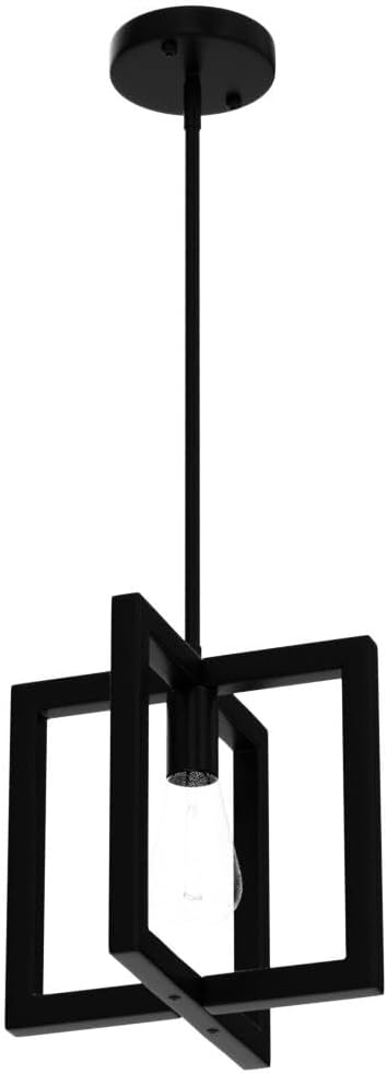 Modern Pendant Lighting for Kitchen Island 1-Light Farmhouse Black Light Fixtures Hanging Adjustable Small Square Chandeliers Ceiling for Dining Room Entryway Hallway