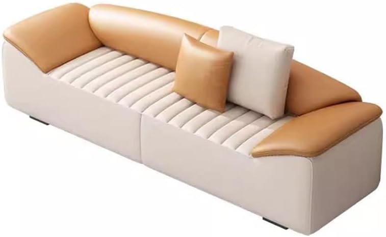 Modern Bed End Stool for Bedroom Living Room Bedside Long Bench Cloakroom Sofa Minimalist Couch Entryway(White+Orange,Large)