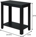 Furnifact Chairside End Table, Black Finish, Lower Shelf, MDF Material, Quick Easy Setup, Complement Any Existing Furnishings