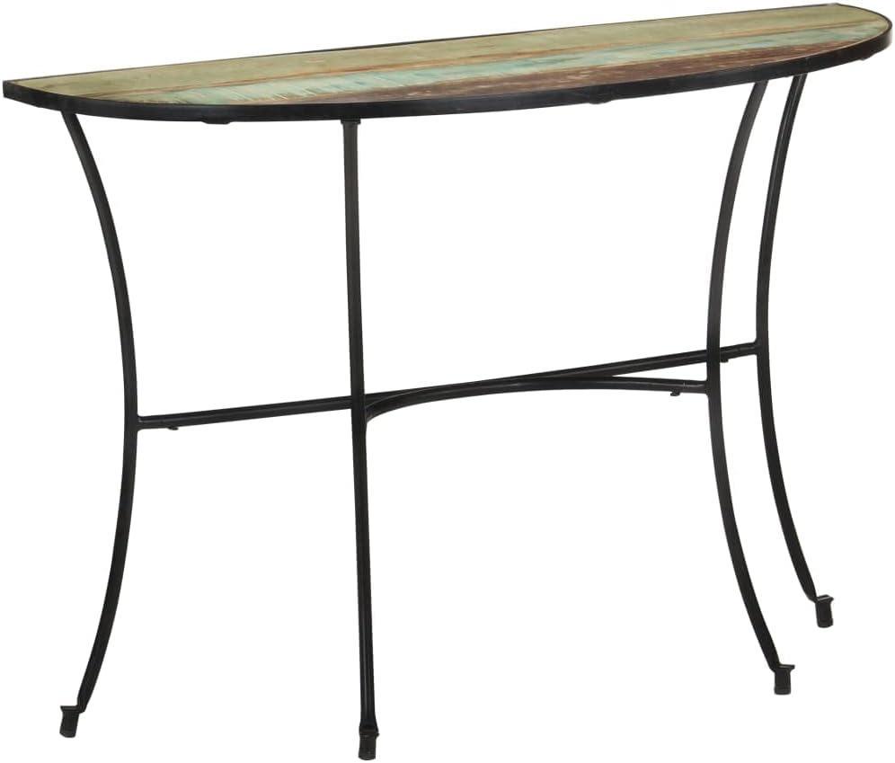 Rustic Reclaimed Wood Console Table with Mixed Color Finish for Entryway and Living Room, Durable Solid Wood Construction for Home Decor and Functional Surface