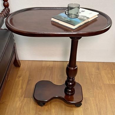 Solid Wood Rolling Side Table, Mobile Sofa End Table with Wheels for Sofa, Bed and Laptop Use