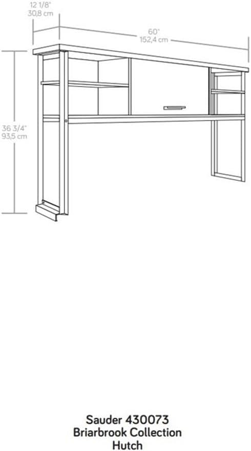 UrbanPro Engineered Wood and Metal Hutch, Barrel Oak Finish, 60 in Wide with Adjustable Shelves, Barrister-Style Door, Powder-Coated Frame, Durable Office or Home Storage