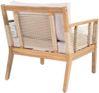 JIVOIT Acacia Wood Club Chairs Set of 2, Outdoor Patio Club Chairs with Hand-Woven Twist Rope, Cushions and Pillows, Adjustable Foot Pads, 400lbs Weight Support, Ideal for Backyard, Poolside