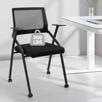 CLATINA Ergonomic Stackable & Foldable Conference Room Chairs, Mesh Office Chair with Arms and Wheels for Office Waiting Room Meeting Lobby Church School Receptions and Training Black (10 pk)