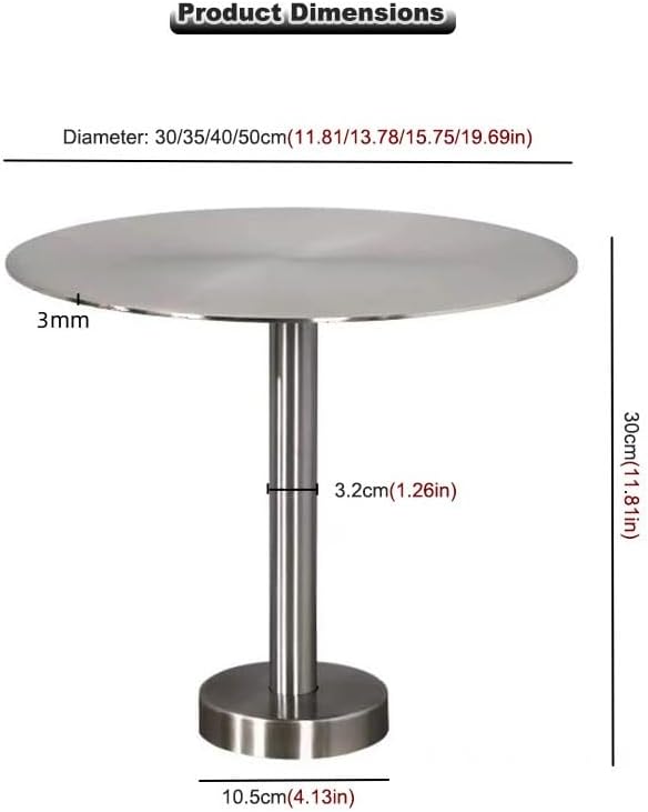 Stainless Steel Side Table,Round End Table with Mounting Hardware,Floating Desk for Bay Windows, Balconies and Narrow Corners(201,40x30cm)