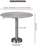 Stainless Steel Side Table,Round End Table with Mounting Hardware,Floating Desk for Bay Windows, Balconies and Narrow Corners(201,40x30cm)
