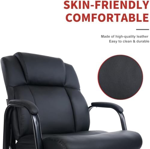 CLATINA Big Tall 500 LBS Wide Guest Chair Heavy Duty, Leather Side Reception Chairs with Padded Armrest No Wheels, Executive Office Desk Chair for Meeting Conference Waiting Room Home, Black 6 Pack