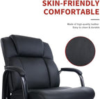 CLATINA Big Tall 500 LBS Wide Guest Chair Heavy Duty, Leather Side Reception Chairs with Padded Armrest No Wheels, Executive Office Desk Chair for Meeting Conference Waiting Room Home, Black 6 Pack