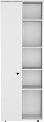 23.6" D*11.8" W*66.9" H Freestanding Storage Cabinet with 8 Shelves, Double Door, Rectangular Kitchen Pantry, Modern Minimalist, for Living Room, Dining Room, White