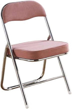 Foldable Chair with Ergonomic Backrest, Comfortable Corduroy Seat, Thick Sponge Cushion, Quick 3-Second Fold for Home Office School, Space-Saving(Pink+Silver)