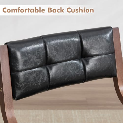 2-Pack Folding Dining Chairs with Cushion,Faux Leather Padded Foldable Dining Chairs,Portable Wooden Folding Chairs for Dining Rooms Kitchen Wedding and Party Indoor Black