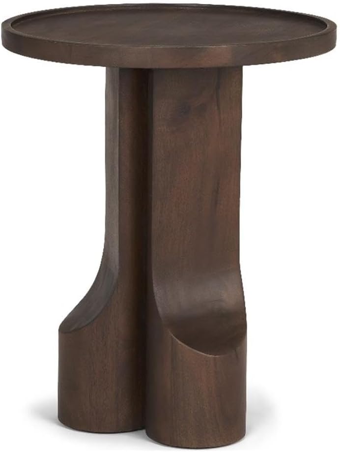 Mercana Cayson Dark Brown Sculptural Round Accent Table