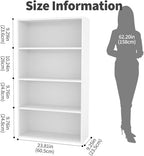 Simple Deluxe Industrial 4-Tier Shelf Bookcase - 9.2" D x 23.8" W x 42" H Tall Floor Standing Open Bookshelf for Home Office, Living Room, and Bedroom Storage, White