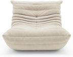 High-end Uncompressed Togo Bean Bag Chair for Adults, Memory Foam Floor Sofa Couch with Soft Fabric, Comfy Fireside Lounge Chair for Living Room, Bedroom, Apartment & Reading Nook Suede Antique White